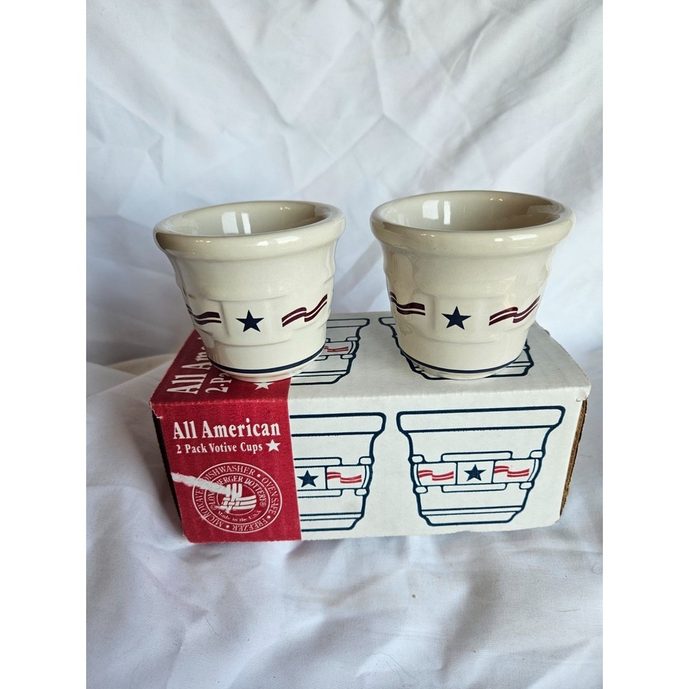 LONGABERGER All American set of 2 VOTIVE holders cups